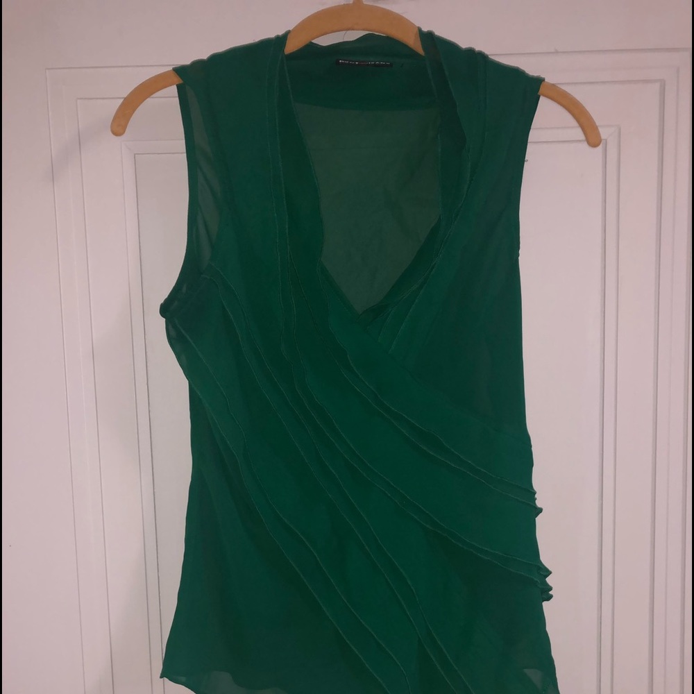 DKNY Jeans Sheer Green Sleeveless Shirt-Small